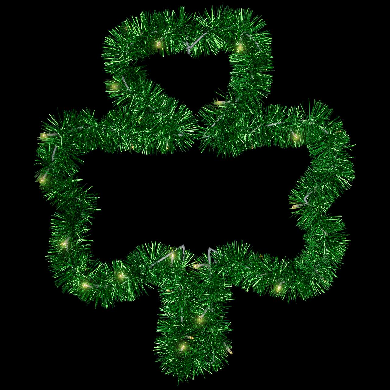 25" Green LED Lighted Tinsel Shamrock St. Patrick's Day Window Silhouette